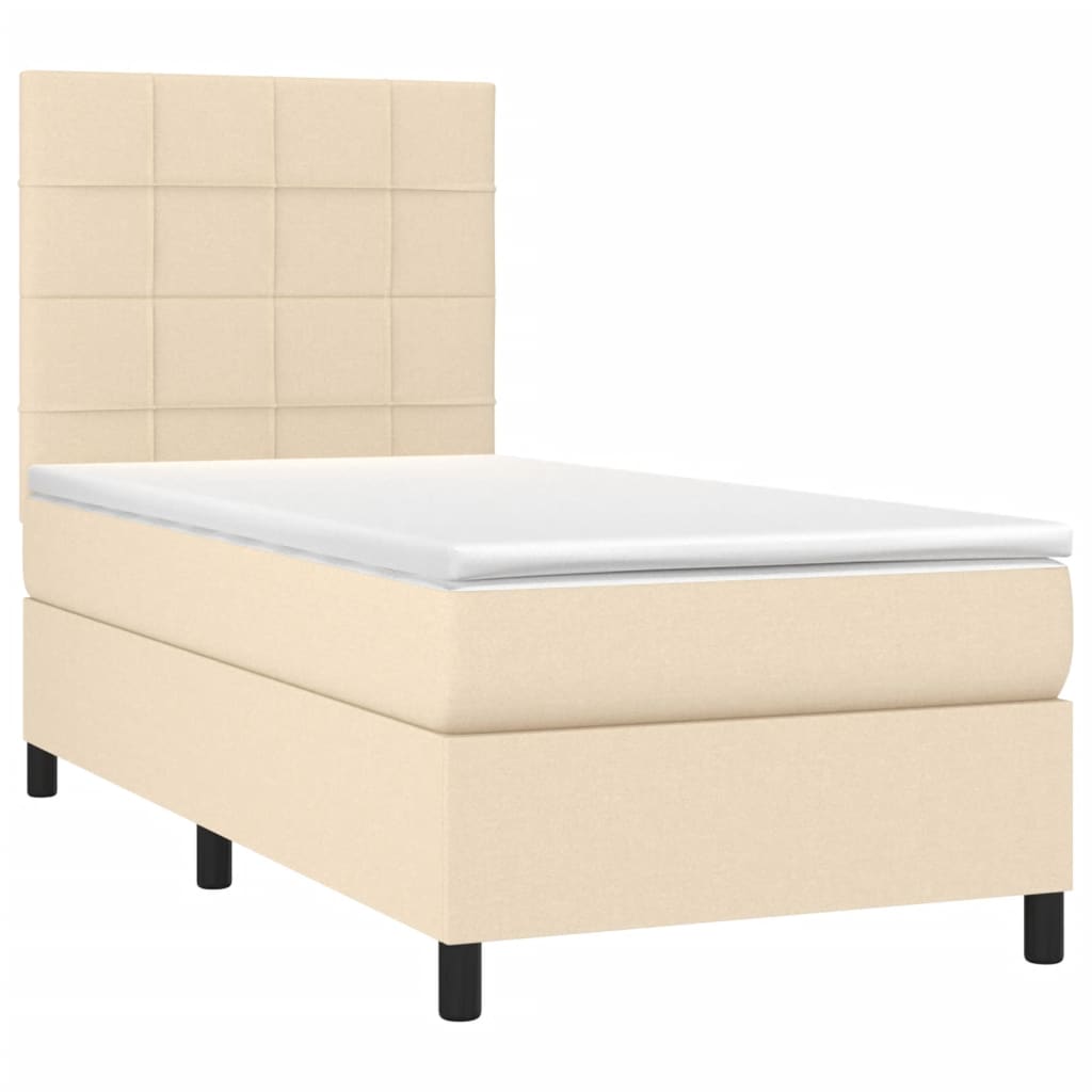 Κρεβάτι Boxspring με Στρώμα Κρεμ 100 x 200 εκ. Υφασμάτινο