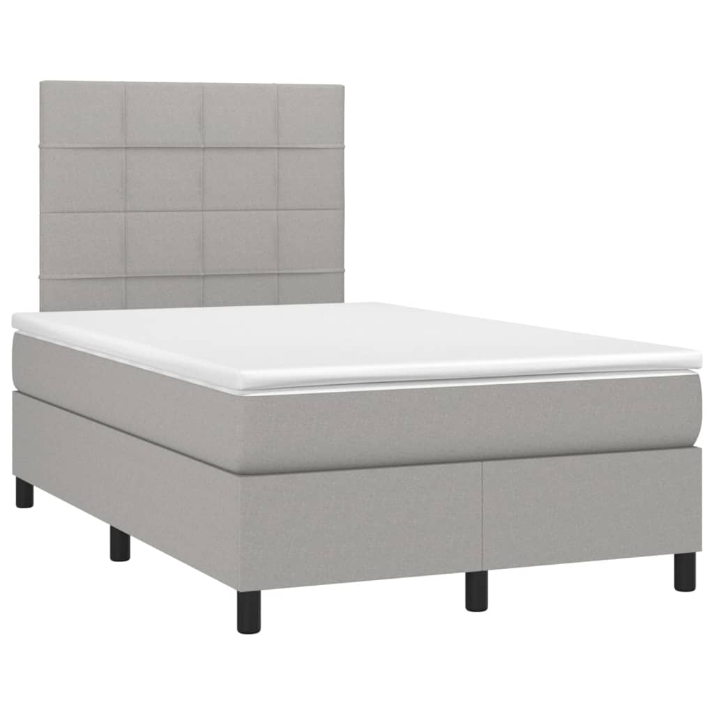 Κρεβάτι Boxspring με Στρώμα Ανοιχτό Γκρι 120x200 εκ. Υφασμάτινο