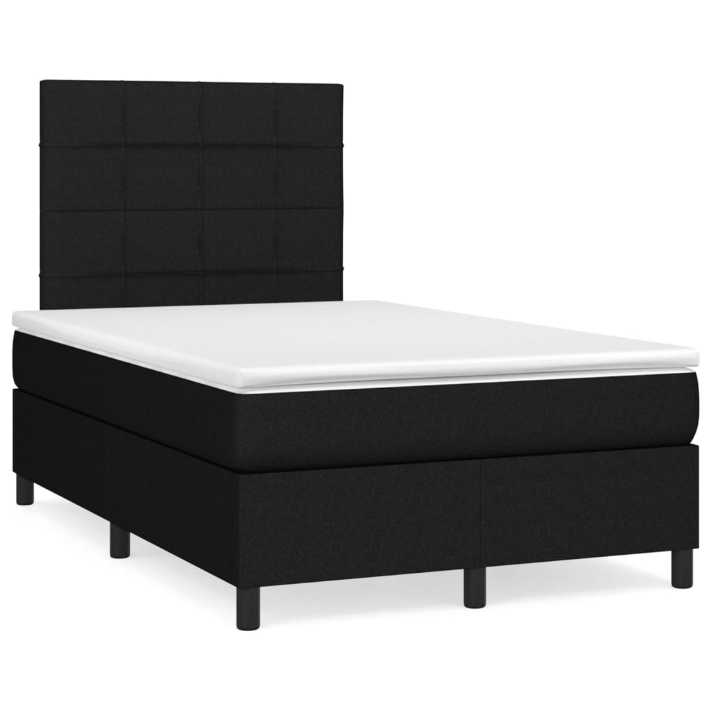 Κρεβάτι Boxspring με Στρώμα Μαύρο 120x200 εκ. Υφασμάτινο