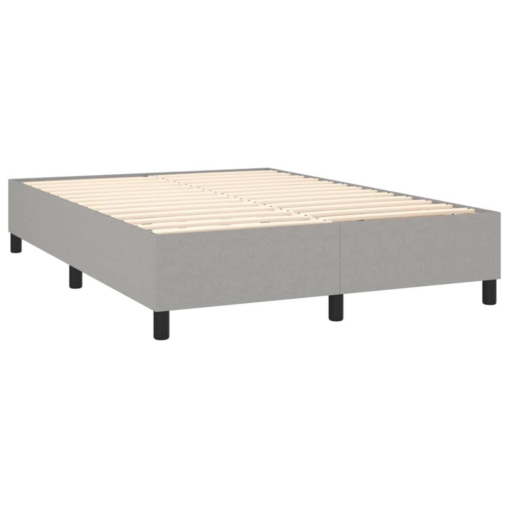 Κρεβάτι Boxspring με Στρώμα Ανοιχτό Γκρι 140x190 εκ. Υφασμάτινο
