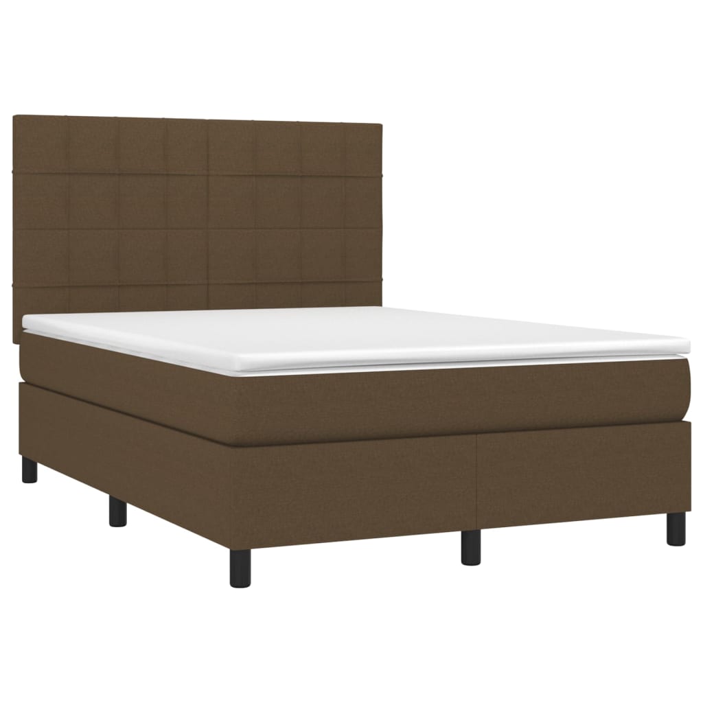 Κρεβάτι Boxspring με Στρώμα Σκούρο Καφέ 140x190 εκ. Υφασμάτινο