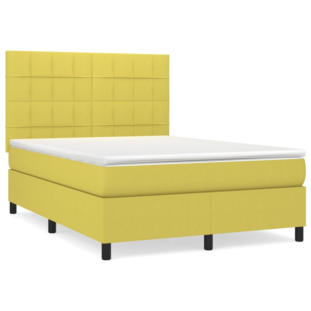 Κρεβάτι Boxspring με Στρώμα Πράσινο 140x190 εκ. Υφασμάτινο