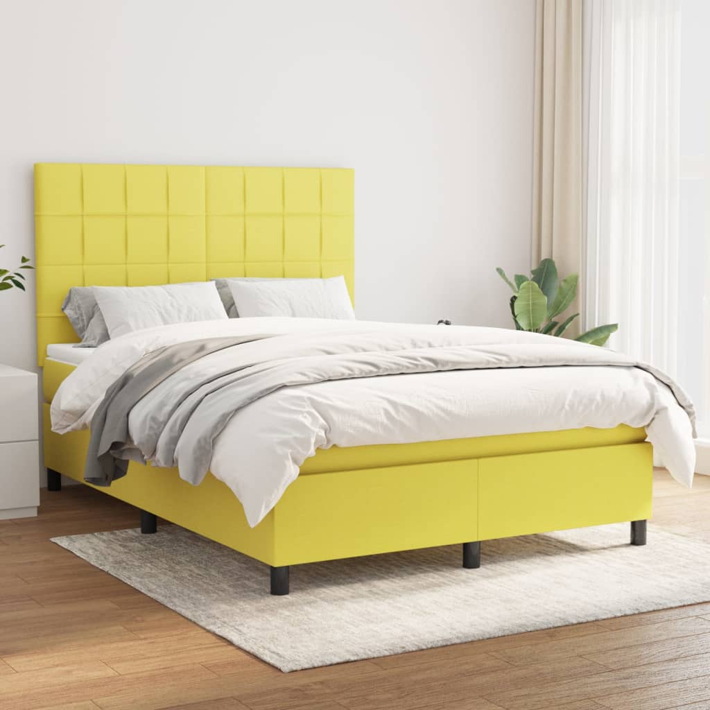 Κρεβάτι Boxspring με Στρώμα Πράσινο 140x190 εκ. Υφασμάτινο