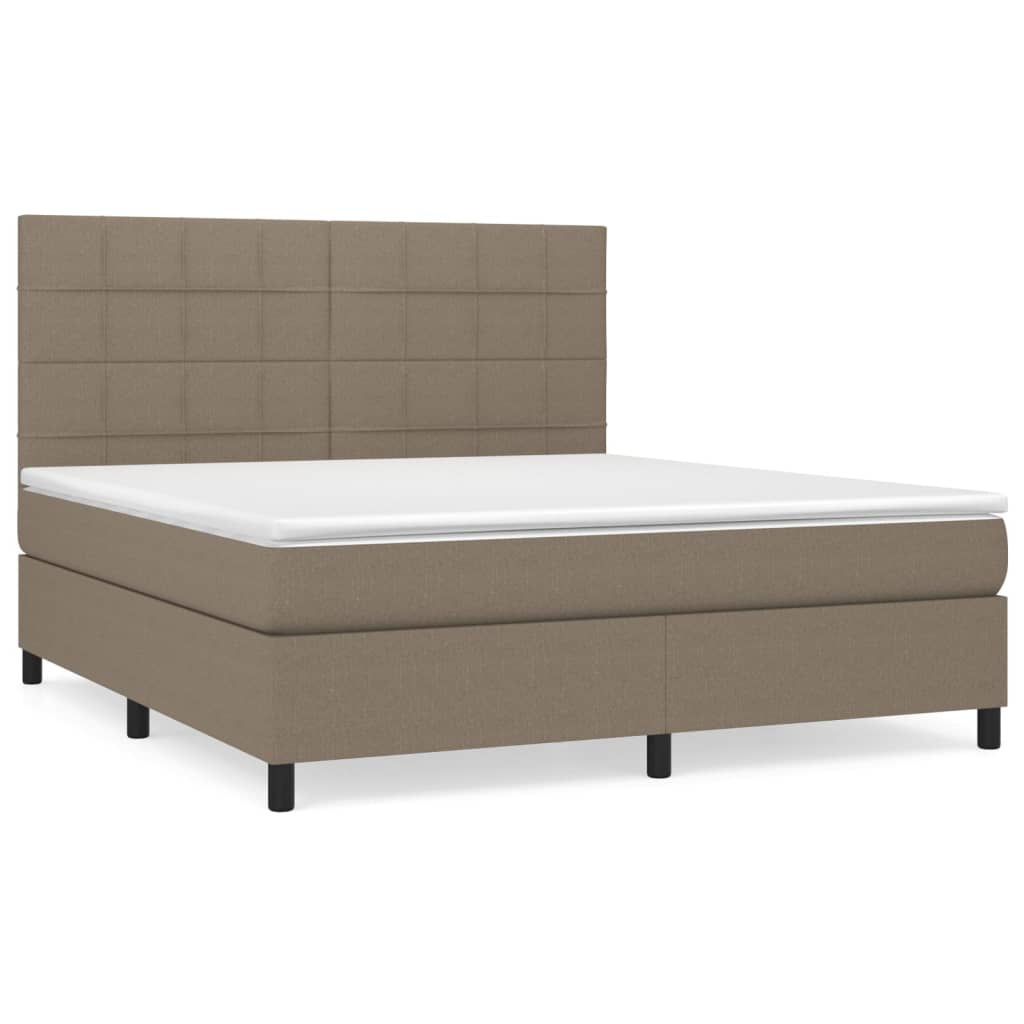 Κρεβάτι Boxspring με Στρώμα Taupe 160x200 εκ. Υφασμάτινο