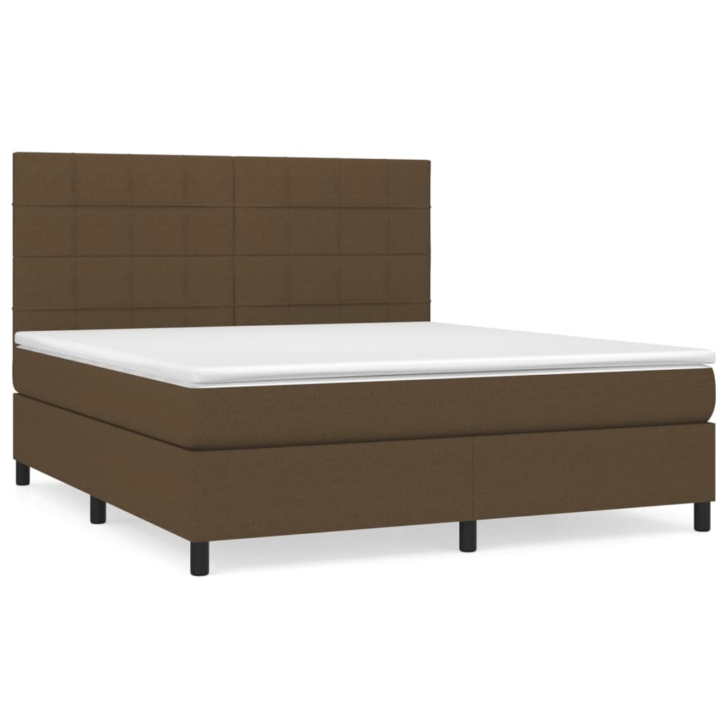 Κρεβάτι Boxspring με Στρώμα Σκούρο Καφέ 180x200 εκ Υφασμάτινο - Pakobazaar