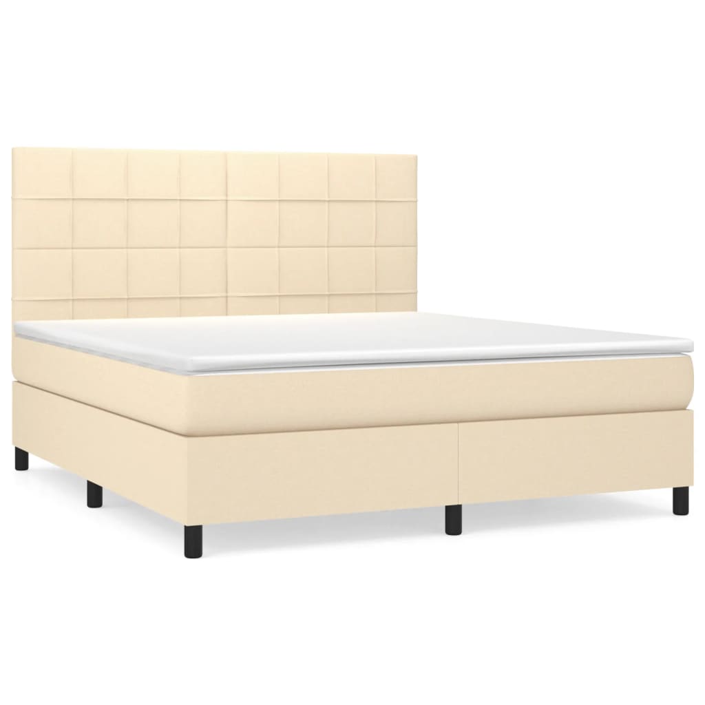 Κρεβάτι Boxspring με Στρώμα Κρεμ 180x200 εκ. Υφασμάτινο