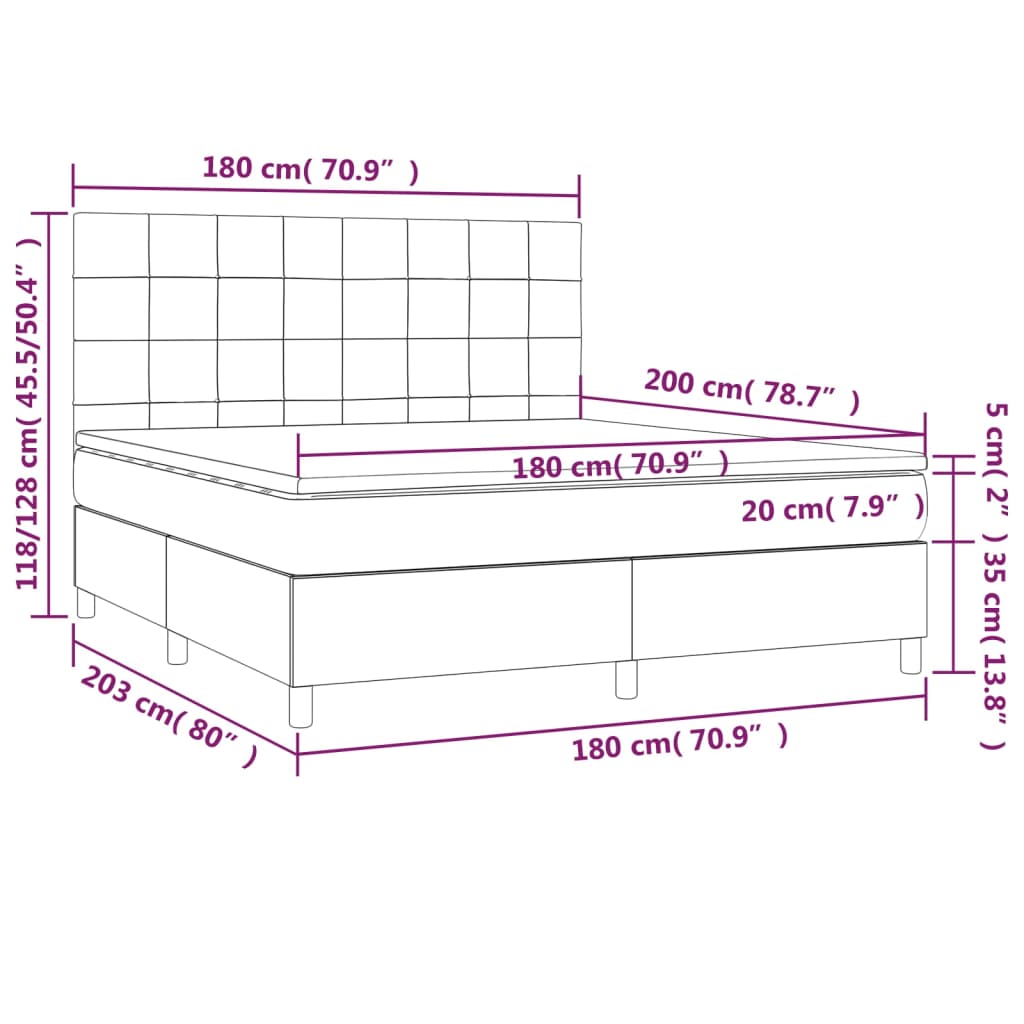 Κρεβάτι Boxspring με Στρώμα Πράσινο 180x200 εκ.Υφασμάτινο