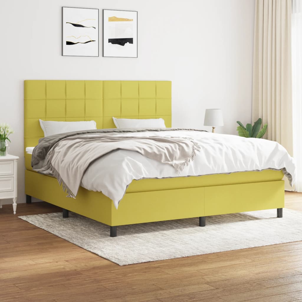 Κρεβάτι Boxspring με Στρώμα Πράσινο 180x200 εκ.Υφασμάτινο
