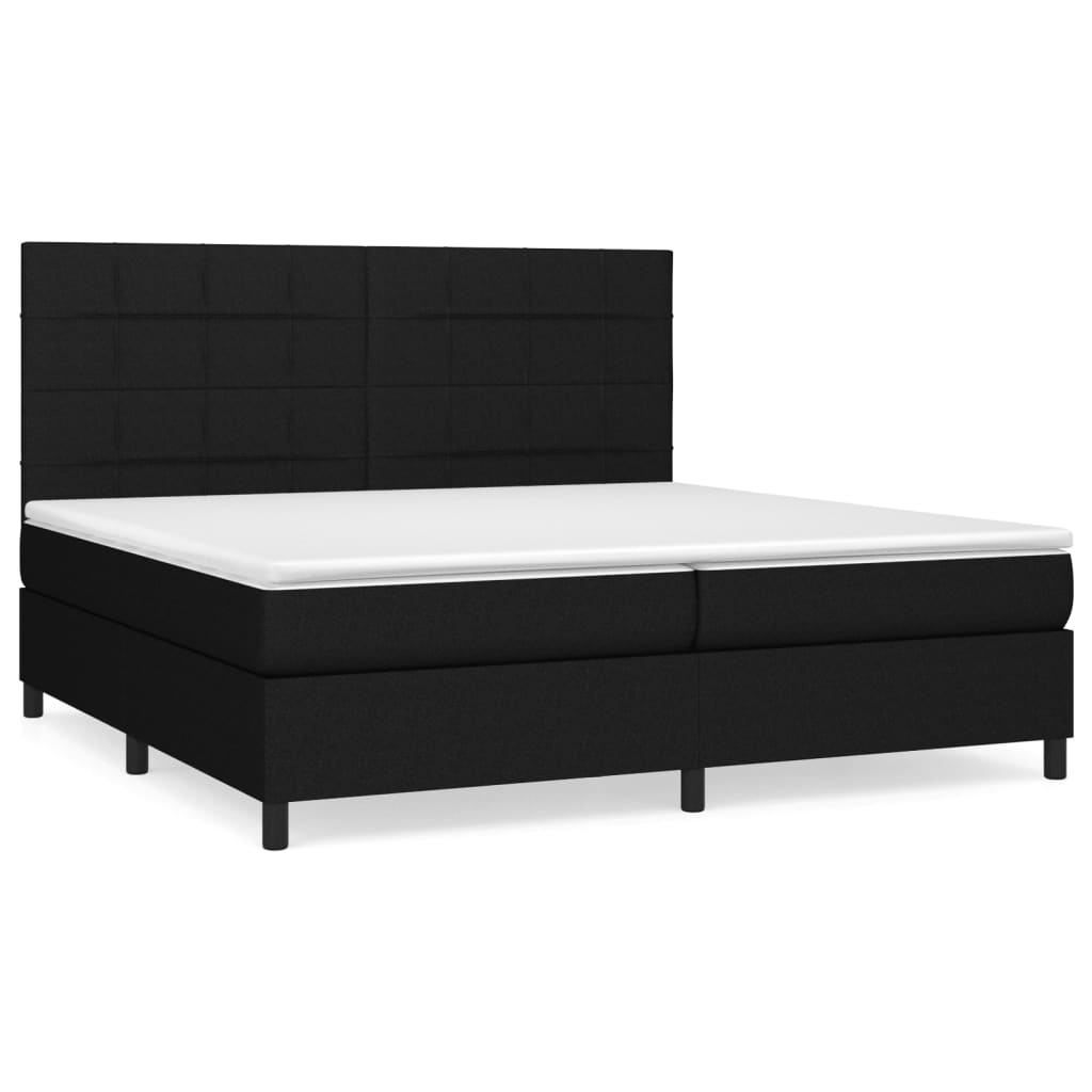 Κρεβάτι Boxspring με Στρώμα Μαύρο 200x200 εκ. Υφασμάτινο