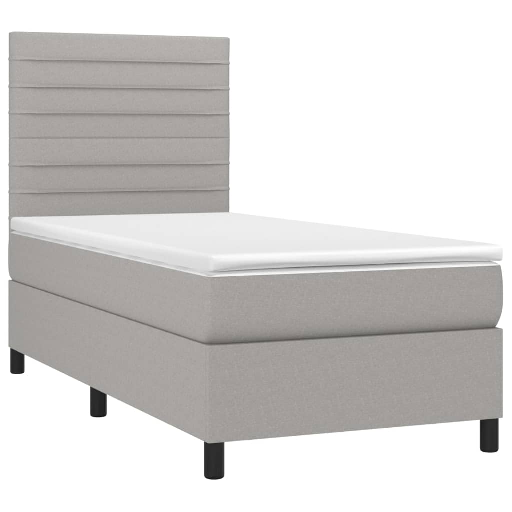 Κρεβάτι Boxspring με Στρώμα Ανοιχτό Γκρι 80x200 εκ. Υφασμάτινο
