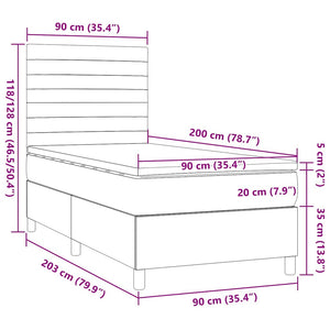 Κρεβάτι Boxspring με Στρώμα Σκούρο Καφέ 90x200 εκ. Υφασμάτινο