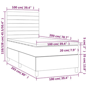 Κρεβάτι Boxspring με Στρώμα Μπλε 100 x 200 εκ. Υφασμάτινο