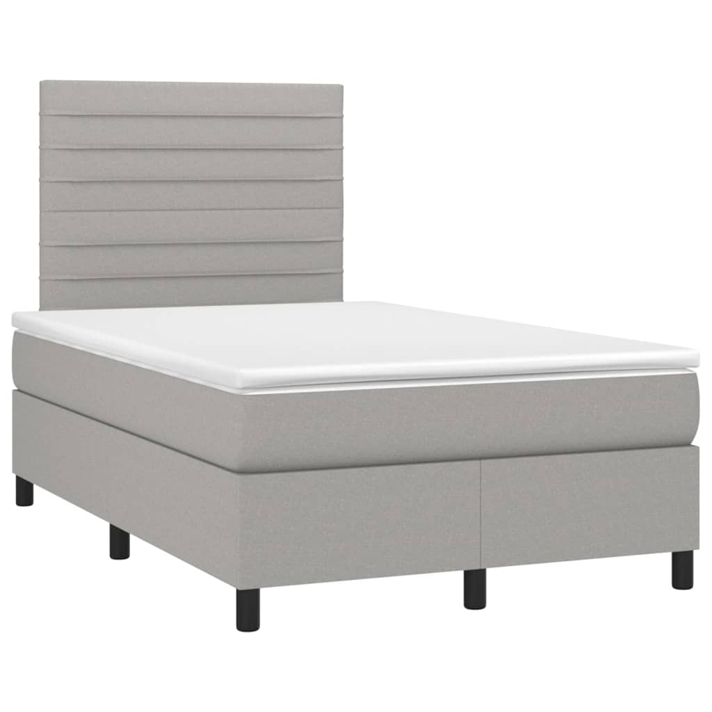 Κρεβάτι Boxspring με Στρώμα Ανοιχτό Γκρι 120x200 εκ. Υφασμάτινο