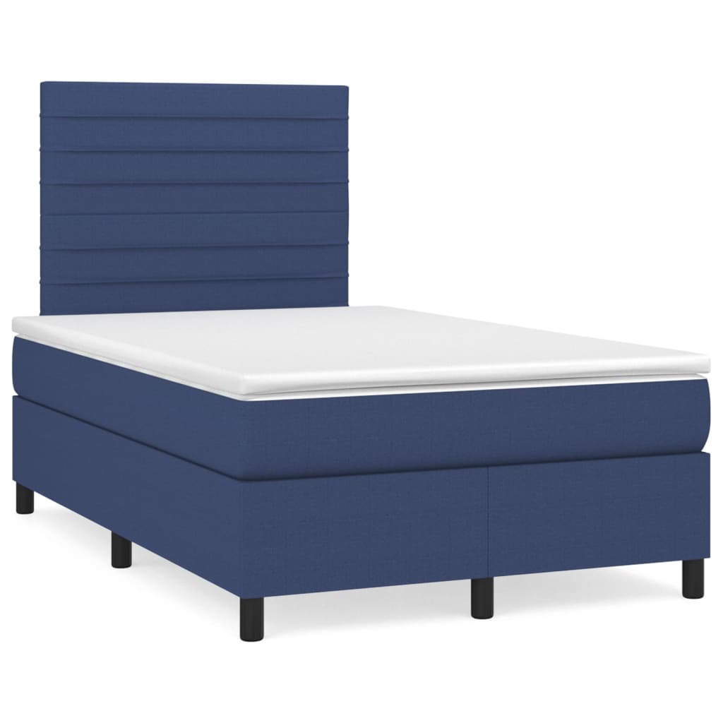 Κρεβάτι Boxspring με Στρώμα Μπλε 120x200 εκ. Υφασμάτινο - Pakobazaar