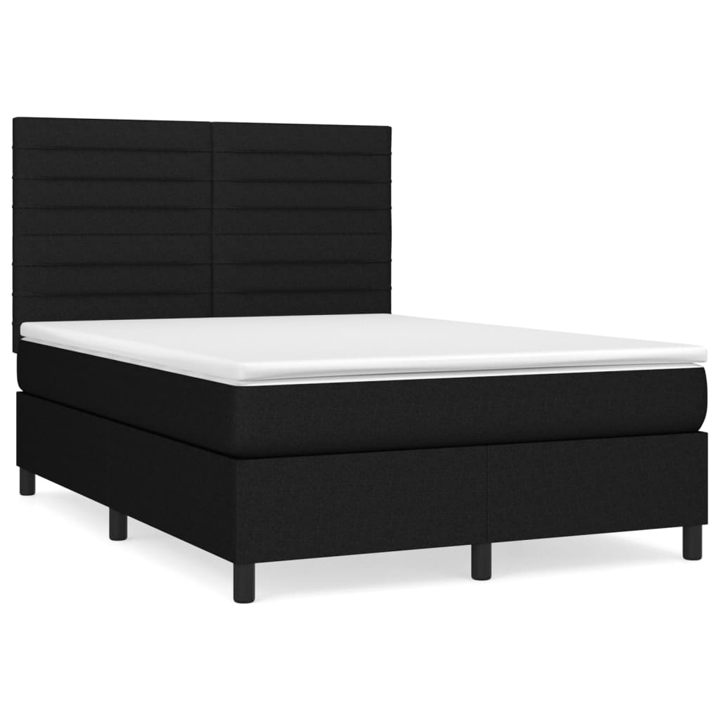 Κρεβάτι Boxspring με Στρώμα Μαύρο 140x190 εκ. Υφασμάτινο