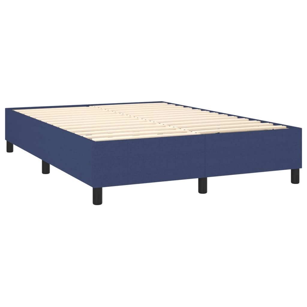 Κρεβάτι Boxspring με Στρώμα Μπλε 140x190 εκ. Υφασμάτινο