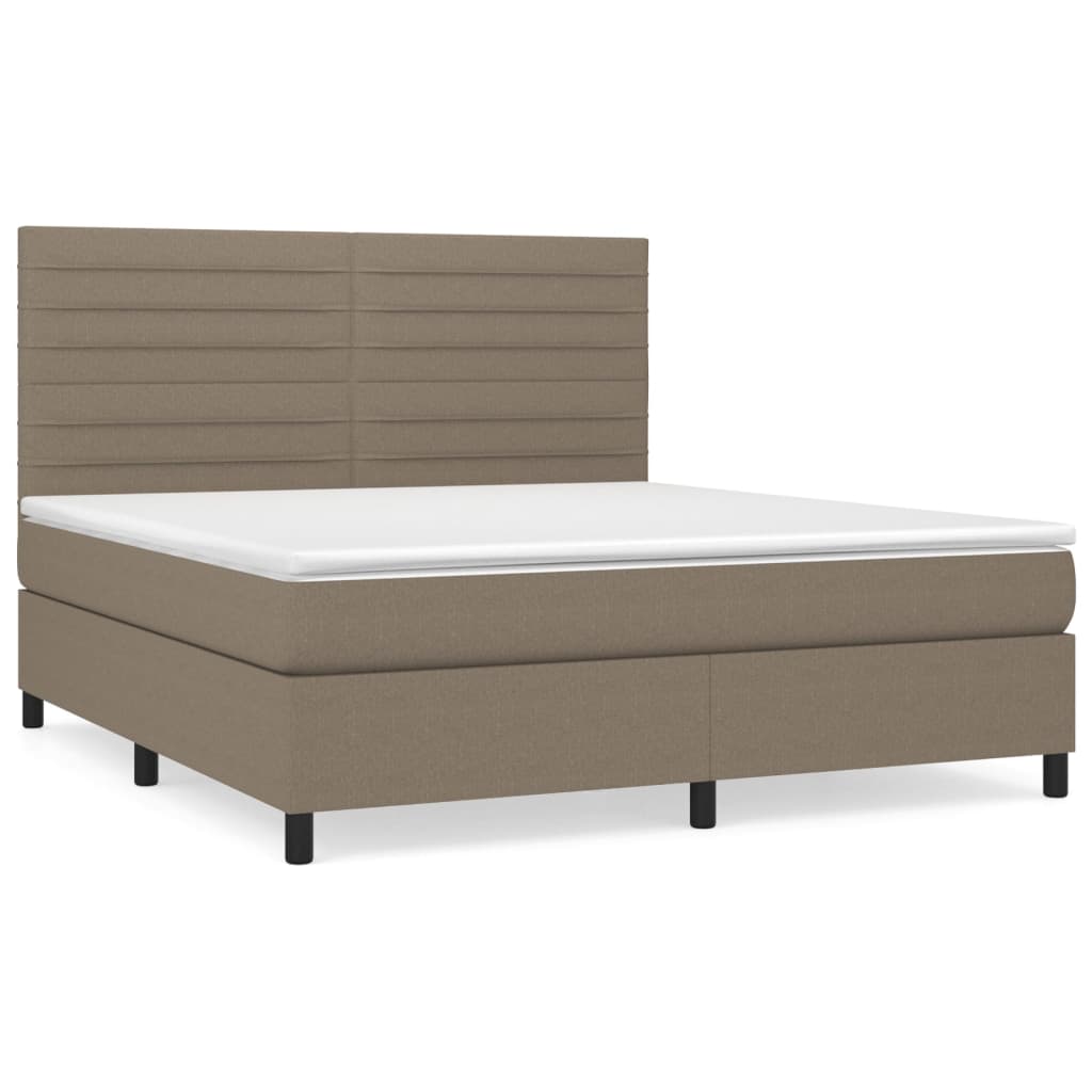 Κρεβάτι Boxspring με Στρώμα Taupe 160x200 εκ. Υφασμάτινο