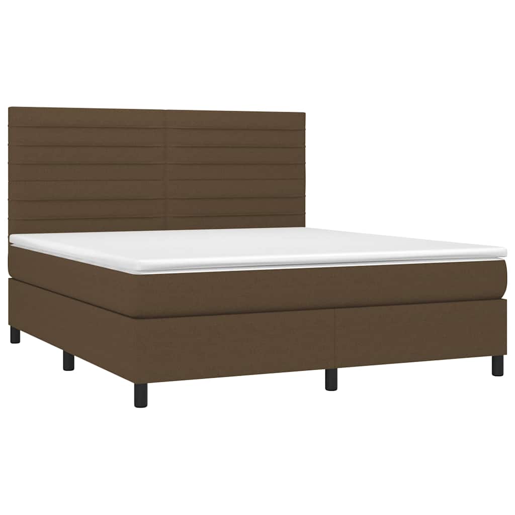 Κρεβάτι Boxspring με Στρώμα Σκούρο Καφέ 180x200 εκ Υφασμάτινο