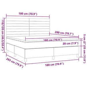 Κρεβάτι Boxspring με Στρώμα Σκούρο Καφέ 180x200 εκ Υφασμάτινο