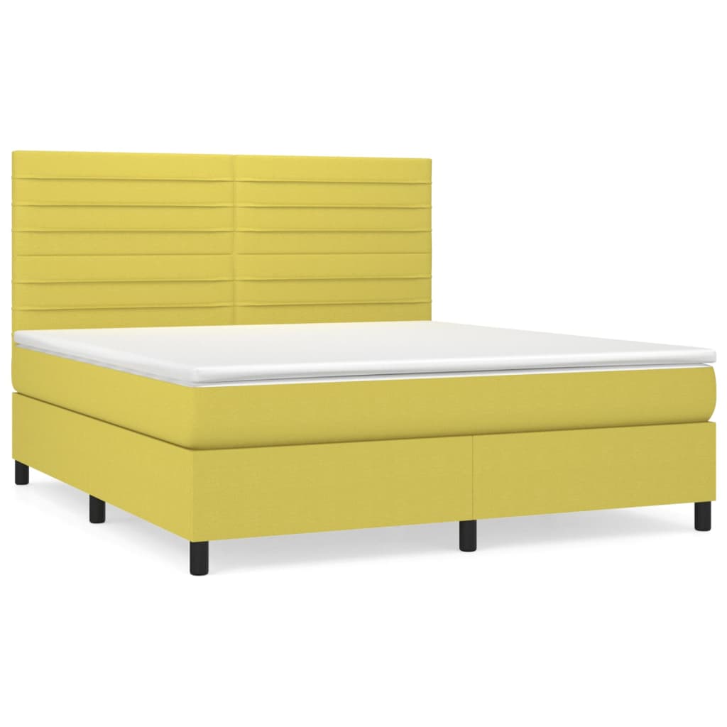Κρεβάτι Boxspring με Στρώμα Πράσινο 180x200 εκ.Υφασμάτινο - Pakobazaar