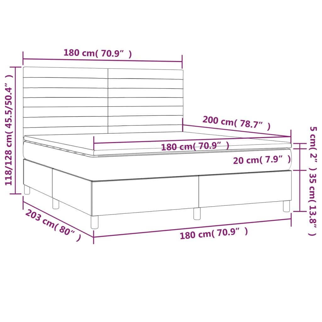 Κρεβάτι Boxspring με Στρώμα Πράσινο 180x200 εκ.Υφασμάτινο - Pakobazaar
