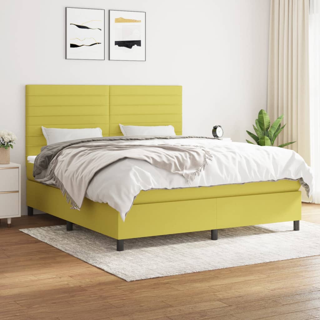 Κρεβάτι Boxspring με Στρώμα Πράσινο 180x200 εκ.Υφασμάτινο - Pakobazaar