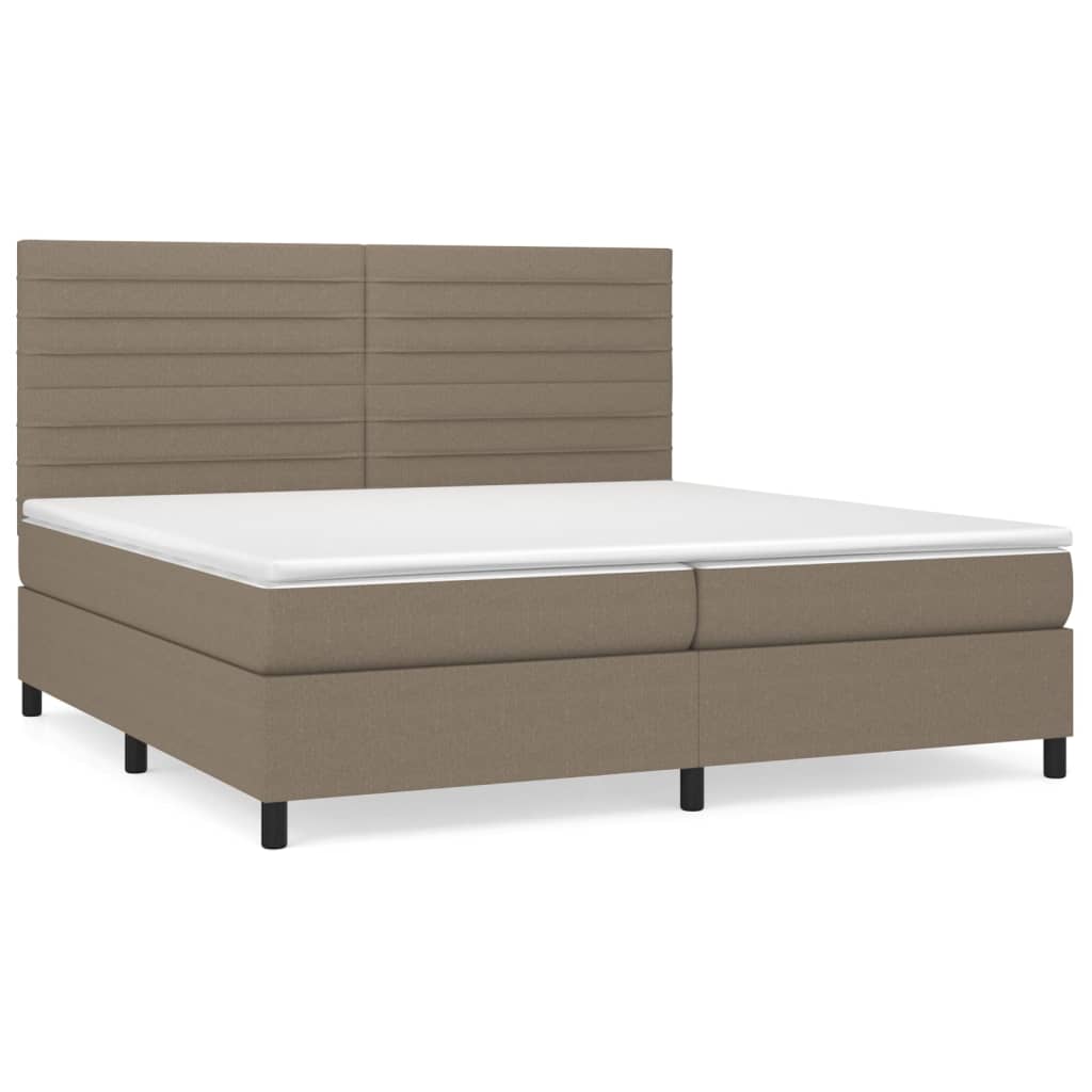 Κρεβάτι Boxspring με Στρώμα Taupe 200x200 εκ. Υφασμάτινο - Pakobazaar