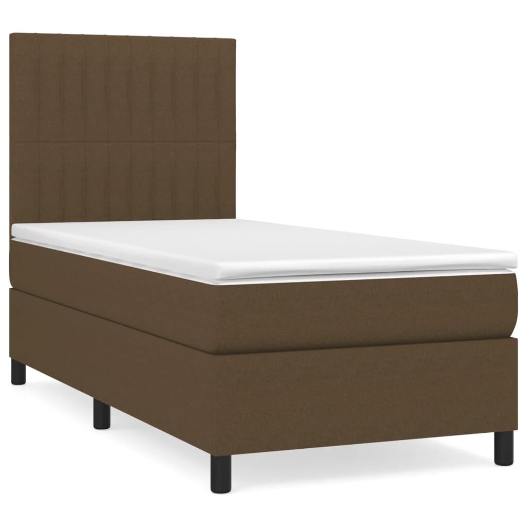 Κρεβάτι Boxspring με Στρώμα Σκούρο Καφέ 80x200 εκ. Υφασμάτινο