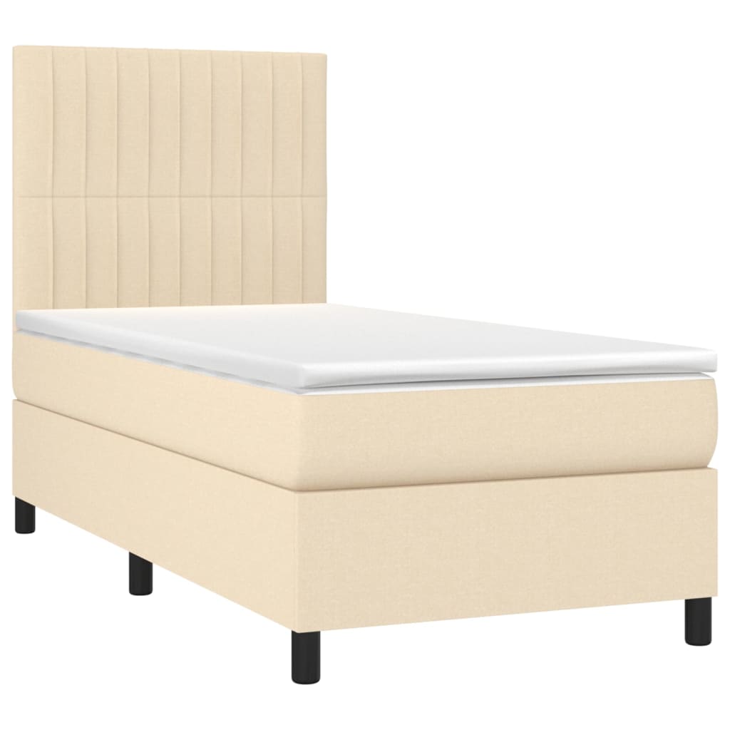 Κρεβάτι Boxspring με Στρώμα Κρεμ 100 x 200 εκ. Υφασμάτινο