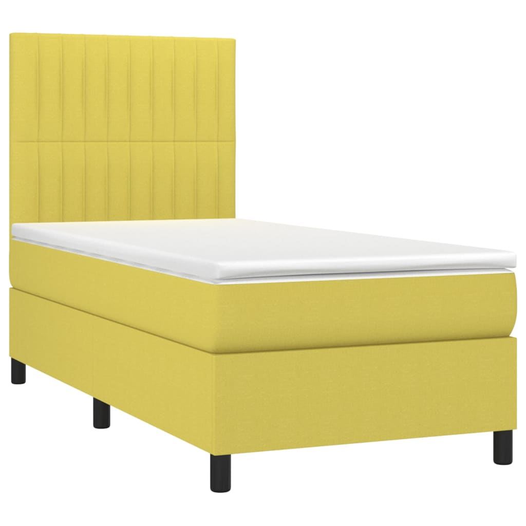 Κρεβάτι Boxspring με Στρώμα Πράσινο 100 x 200 εκ. Υφασμάτινο