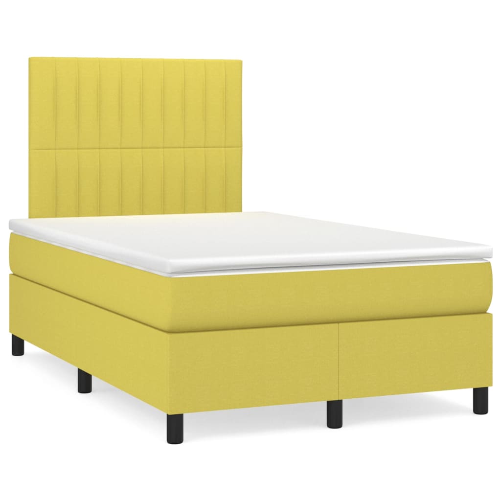 Κρεβάτι Boxspring με Στρώμα Πράσινο 120x200 εκ. Υφασμάτινο
