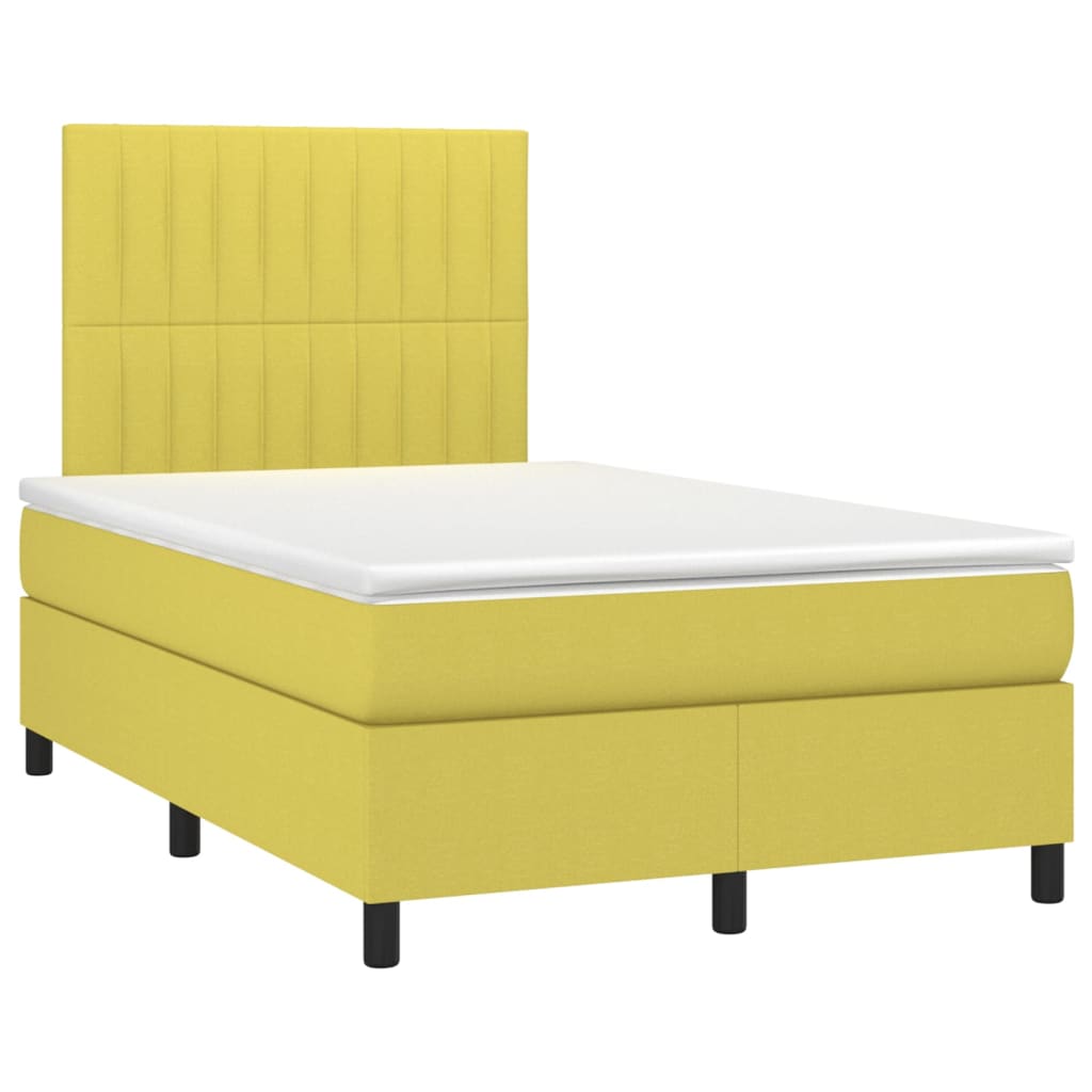 Κρεβάτι Boxspring με Στρώμα Πράσινο 120x200 εκ. Υφασμάτινο