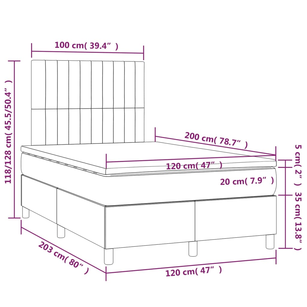 Κρεβάτι Boxspring με Στρώμα Πράσινο 120x200 εκ. Υφασμάτινο