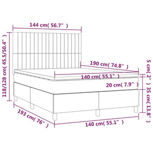Κρεβάτι Boxspring με Στρώμα Κρεμ 140x190 εκ. Υφασμάτινο - Pakobazaar