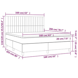 Κρεβάτι Boxspring με Στρώμα Μπλε 160x200 εκ. Υφασμάτινο