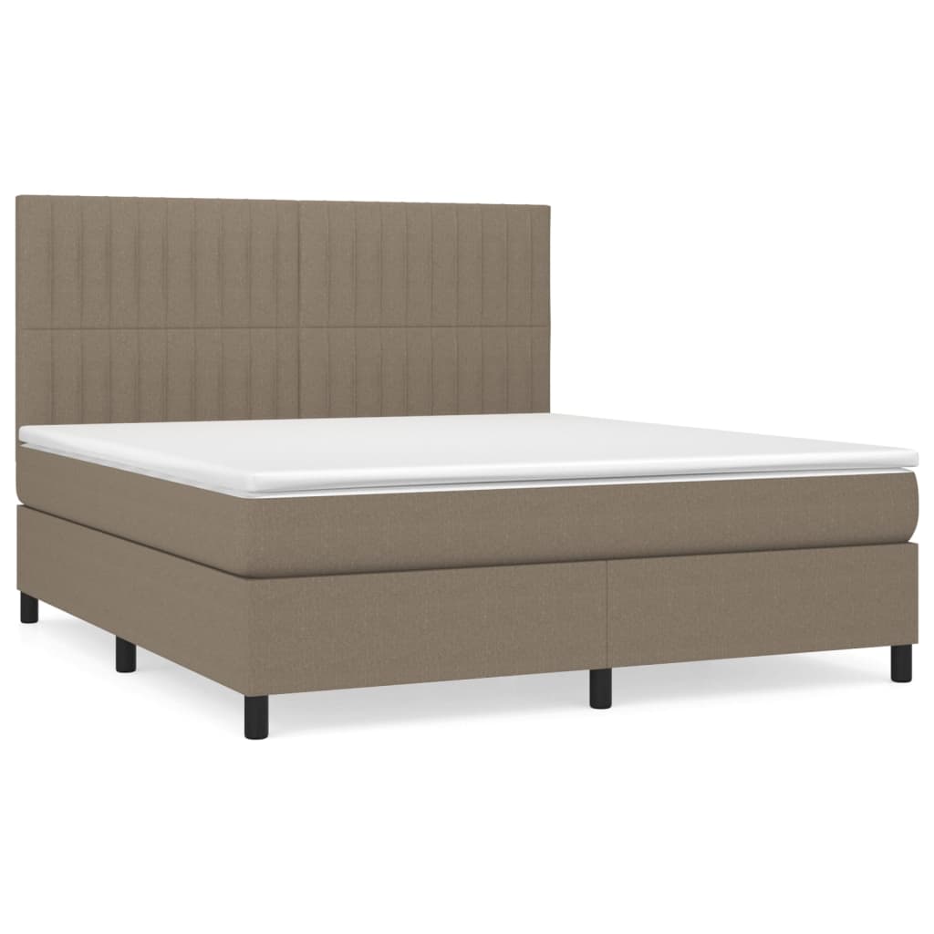 Κρεβάτι Boxspring με Στρώμα Taupe 180x200 εκ. Υφασμάτινο - Pakobazaar