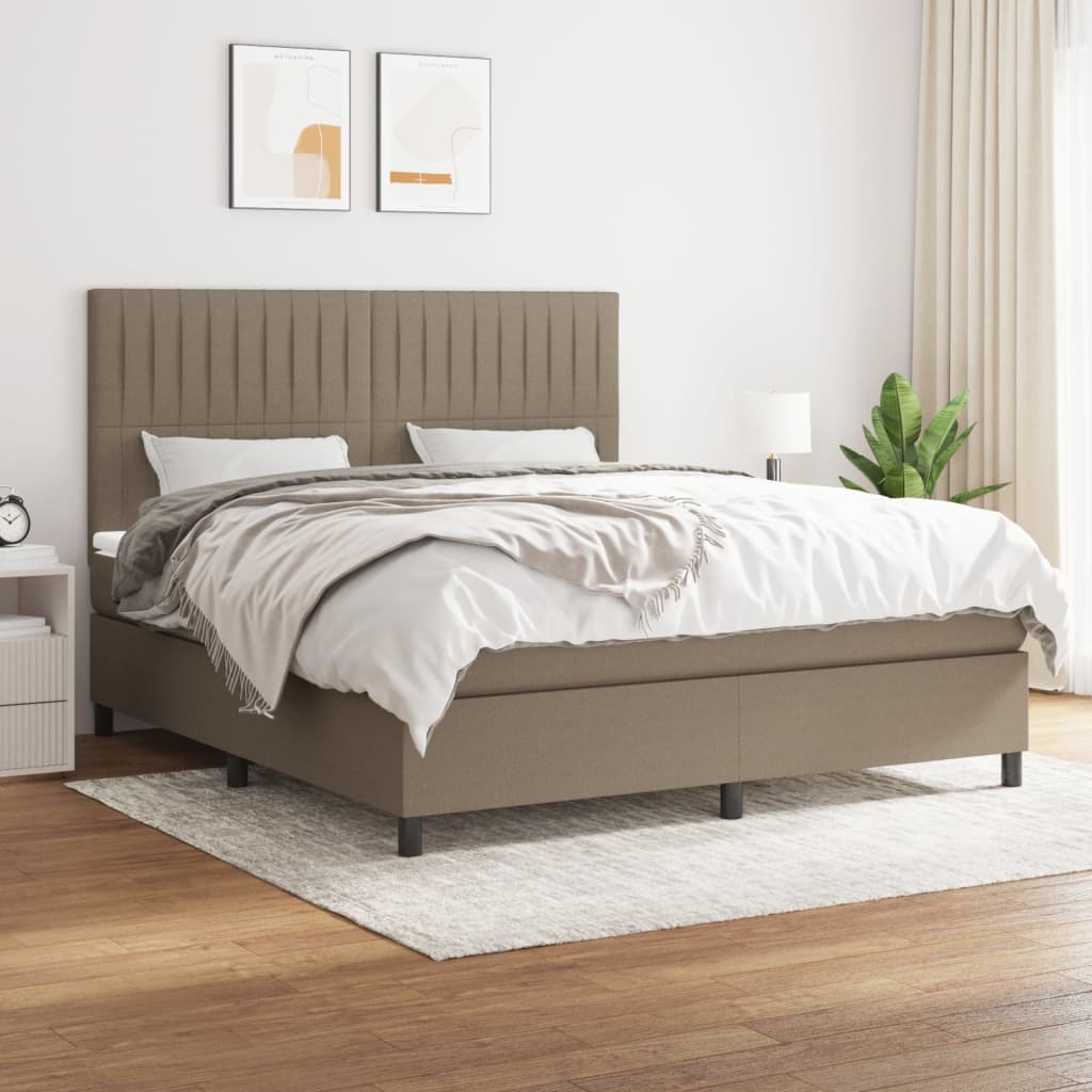 Κρεβάτι Boxspring με Στρώμα Taupe 180x200 εκ. Υφασμάτινο - Pakobazaar