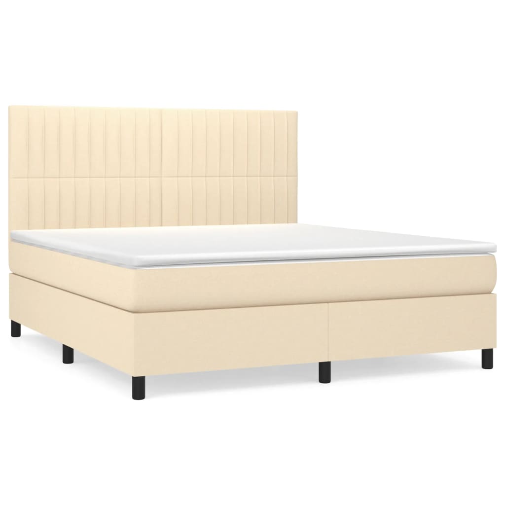 Κρεβάτι Boxspring με Στρώμα Κρεμ 180x200 εκ. Υφασμάτινο - Pakobazaar
