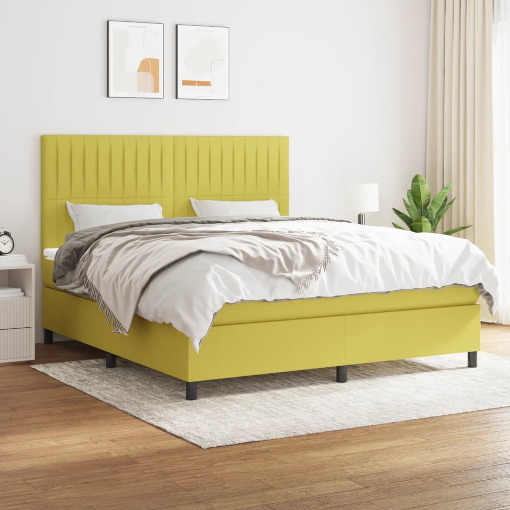 Κρεβάτι Boxspring με Στρώμα Πράσινο 180x200 εκ.Υφασμάτινο