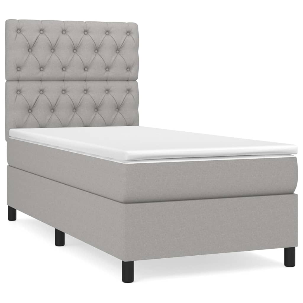 Κρεβάτι Boxspring με Στρώμα Ανοιχτό Γκρι 80x200 εκ. Υφασμάτινο