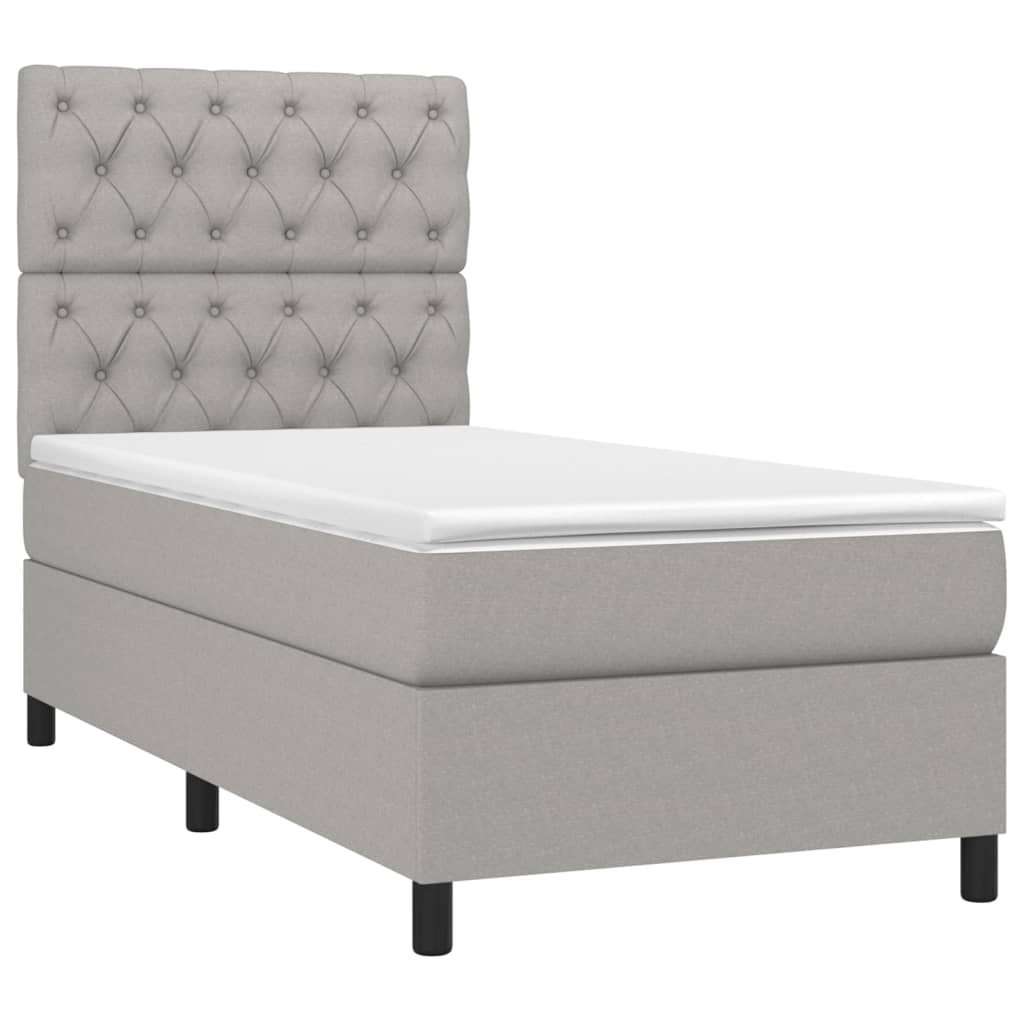 Κρεβάτι Boxspring με Στρώμα Ανοιχτό Γκρι 80x200 εκ. Υφασμάτινο