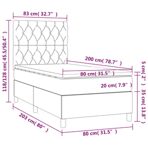 Κρεβάτι Boxspring με Στρώμα Μπλε 80x200 εκ. Υφασμάτινο