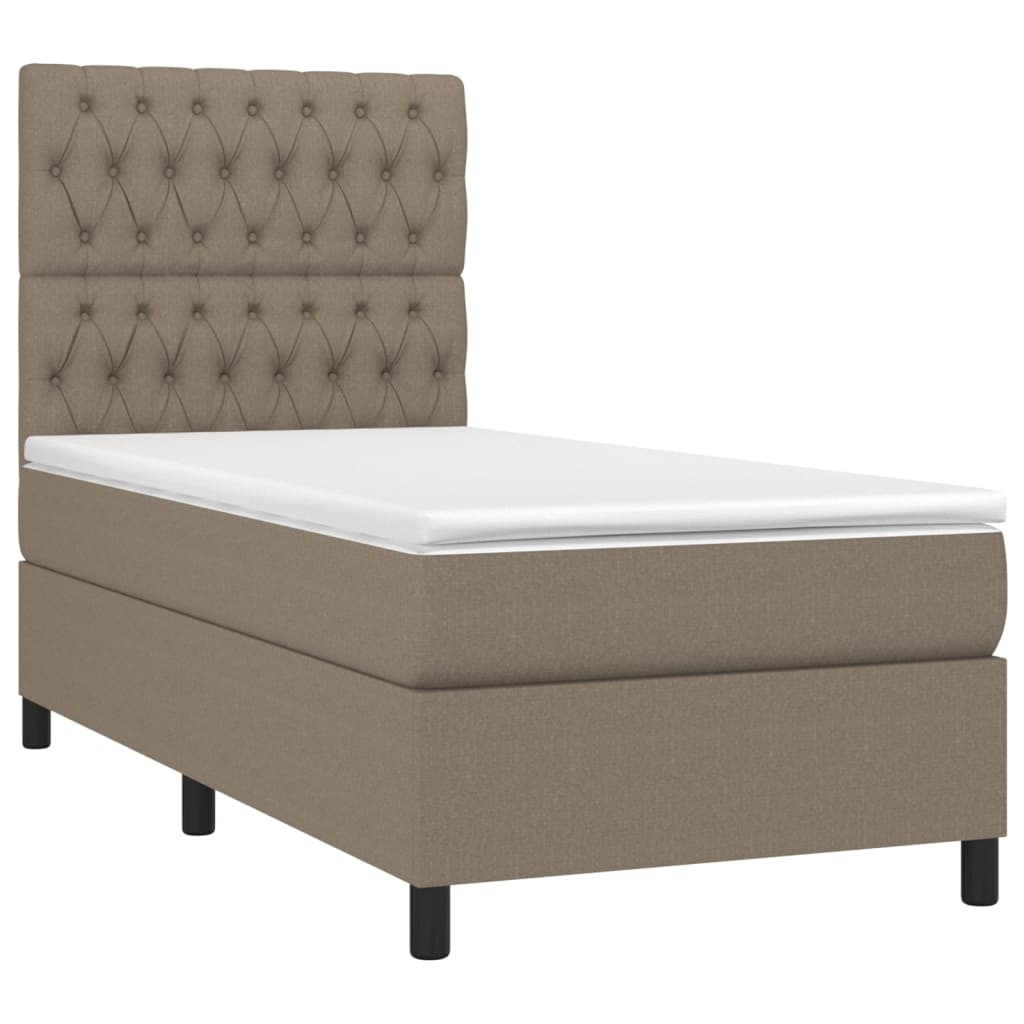 Κρεβάτι Boxspring με Στρώμα Taupe 90x200 εκ. Υφασμάτινο