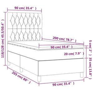Κρεβάτι Boxspring με Στρώμα Πράσινο 90x200 εκ. Υφασμάτινο