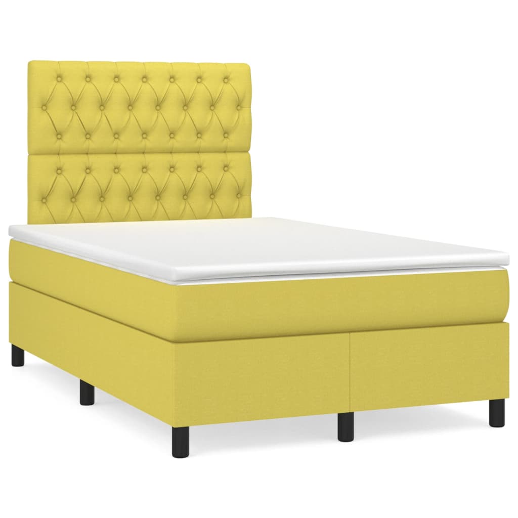 Κρεβάτι Boxspring με Στρώμα Πράσινο 120x200 εκ. Υφασμάτινο - Pakobazaar