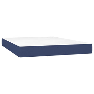 Κρεβάτι Boxspring με Στρώμα Μπλε 140x190 εκ. Υφασμάτινο