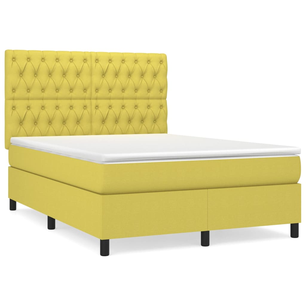Κρεβάτι Boxspring με Στρώμα Πράσινο 140x190 εκ. Υφασμάτινο