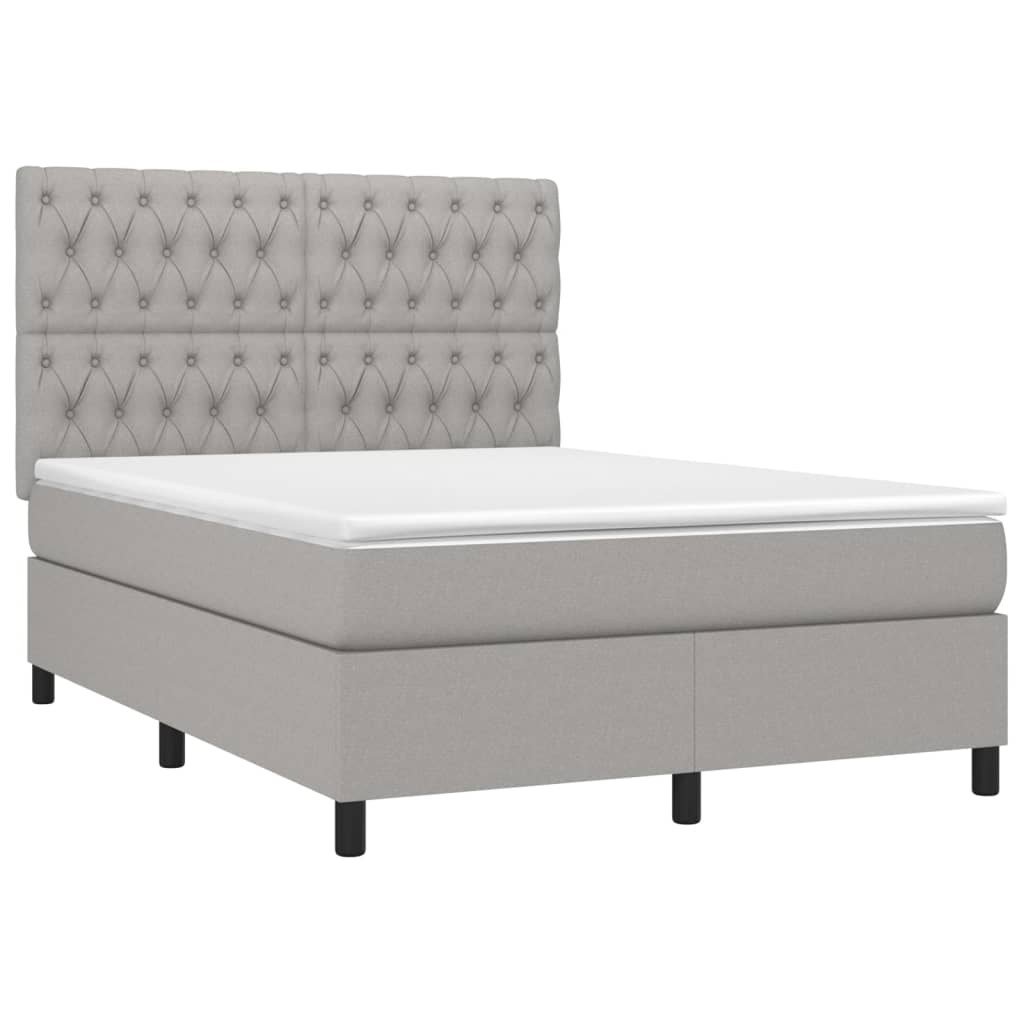 Κρεβάτι Boxspring με Στρώμα Ανοιχτό Γκρι 140x200 εκ. Υφασμάτινο
