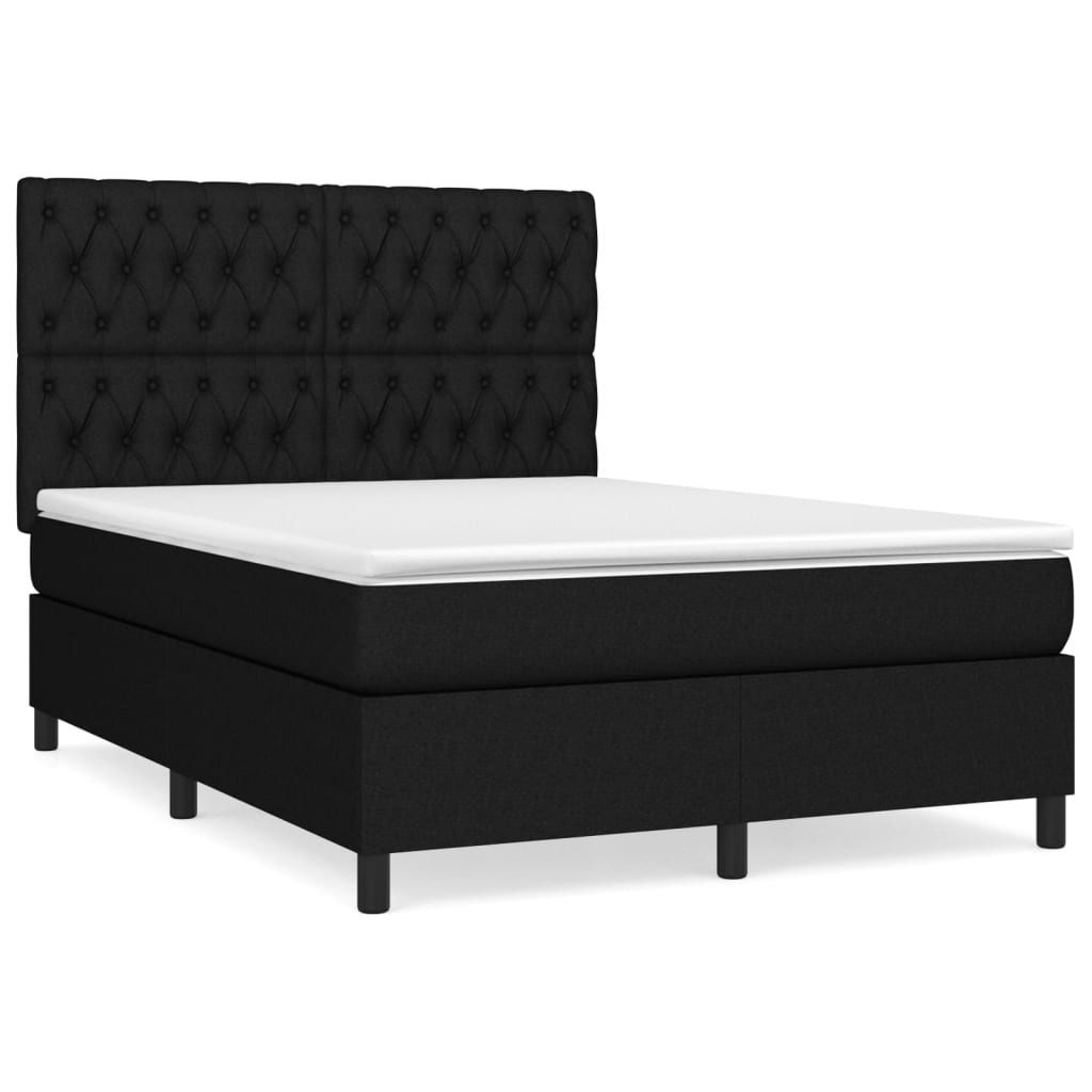 Κρεβάτι Boxspring με Στρώμα Μαύρο 140x200 εκ. Υφασμάτινο