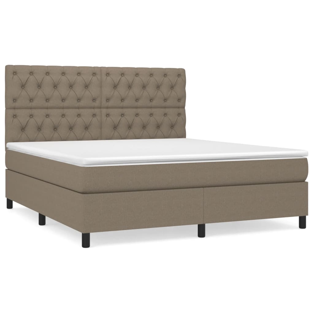 Κρεβάτι Boxspring με Στρώμα Taupe 160x200 εκ. Υφασμάτινο - Pakobazaar